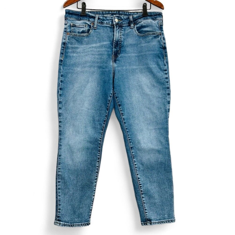 Old Navy Jeans Women Size 14 Blue High Rise O.G. Straight Faded Stretch Cotton